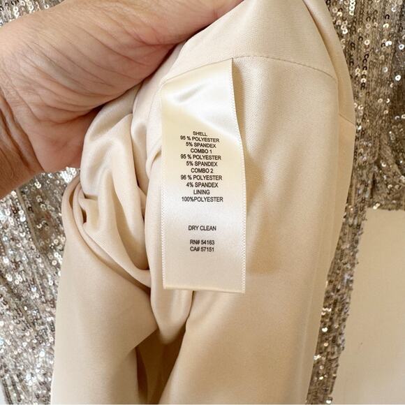 Eliza J Silver Sequin Tiered Fit and Flare Mini Dress Pockets Balloon Sleeves 4 - Picture 12 of 12